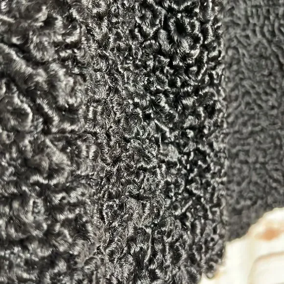 Meyer Epstein Furs London Ontario Unique Black Lambswool Coat With Mink Fur Trim - Picture 5 of 14